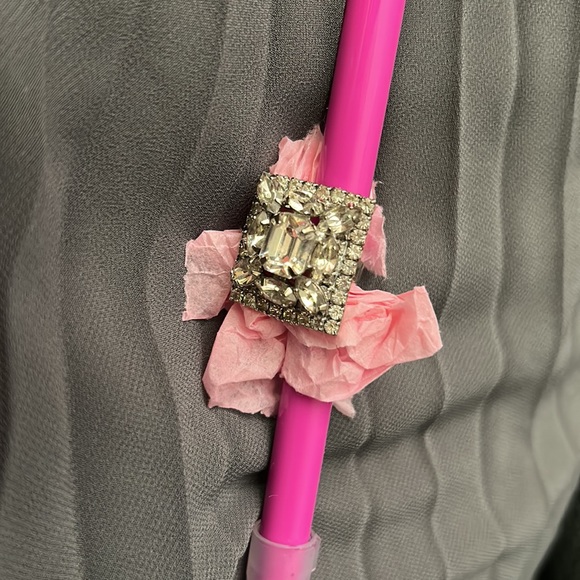 Vintage Prong Set Clear Rhinestone Cocktail Ring Juliana? Adjustable - Picture 1 of 11